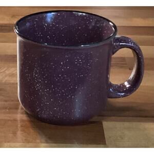 Mulberry Heavy Coffee Mug Purple White Specks Black Upper Rim 3.5”